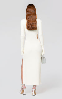 Bow midi dress embellished with rhinestones - Ivory