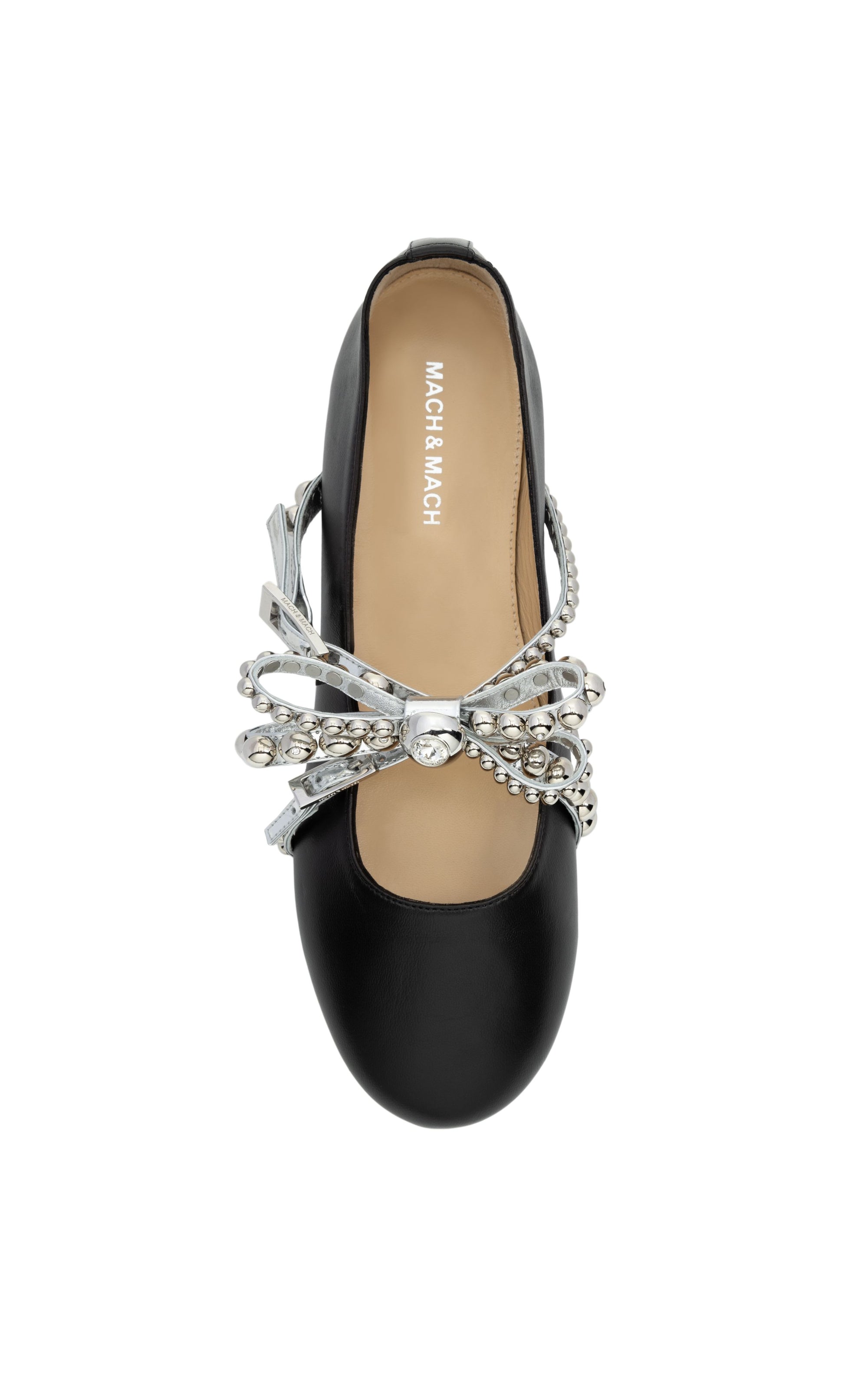 Leather and rhinestone ballerinas - Black
