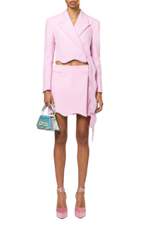 Wavy wool & strass jacket - Baby Pink