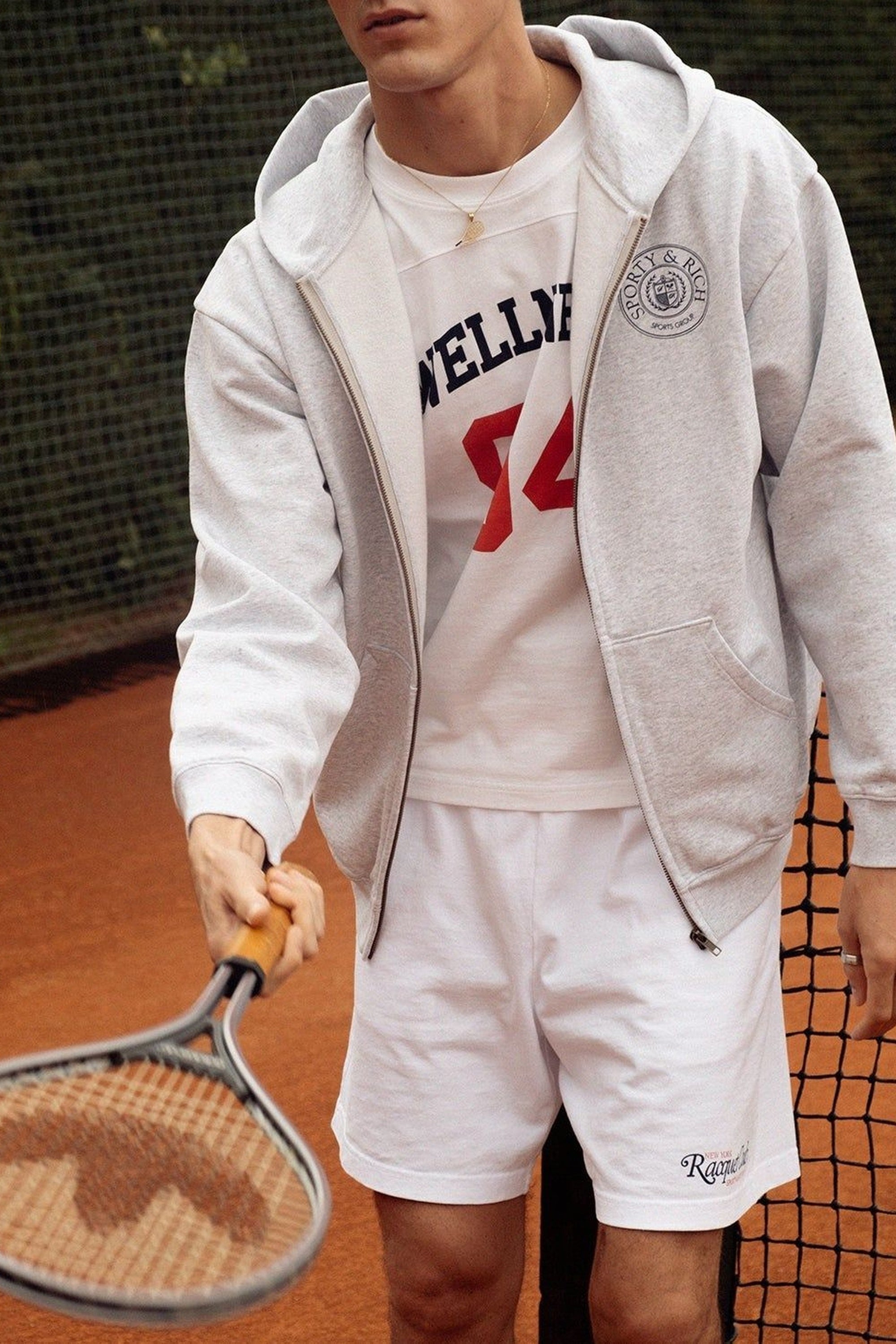 94 Racquet Club Gym Short - White & Navy & Red