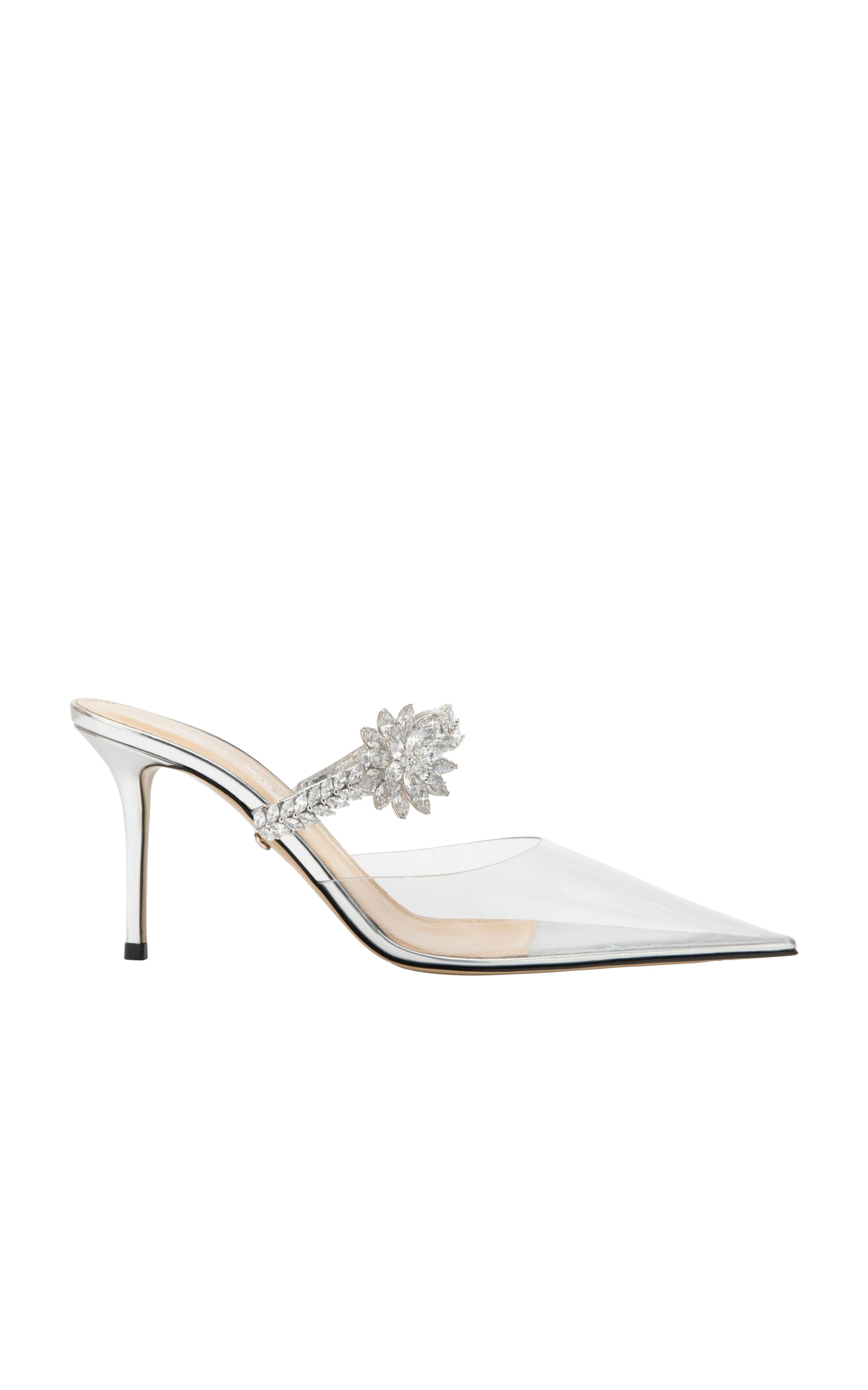 Flower 85 rhinestone mules - Silver