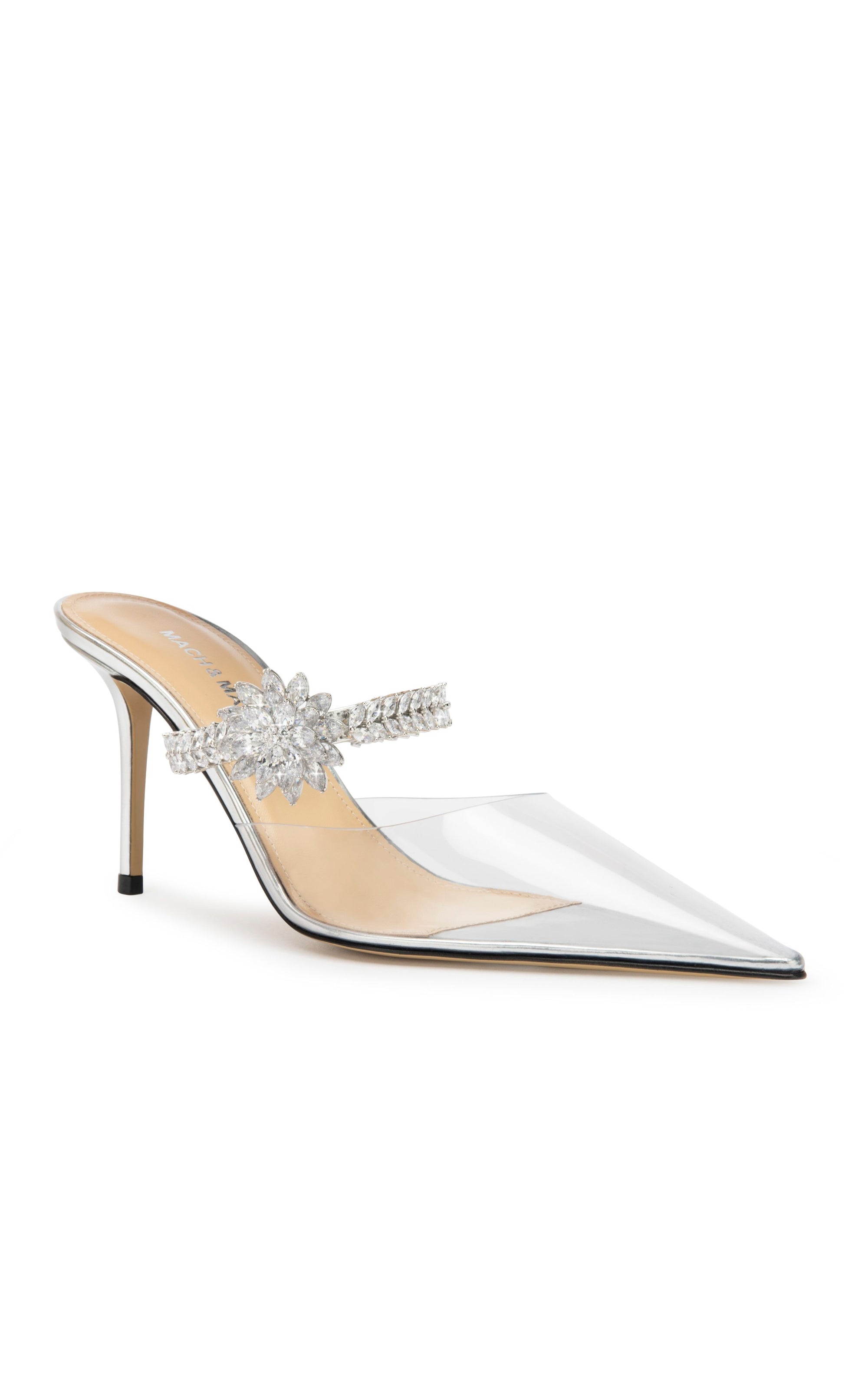Flower 85 rhinestone mules - Silver