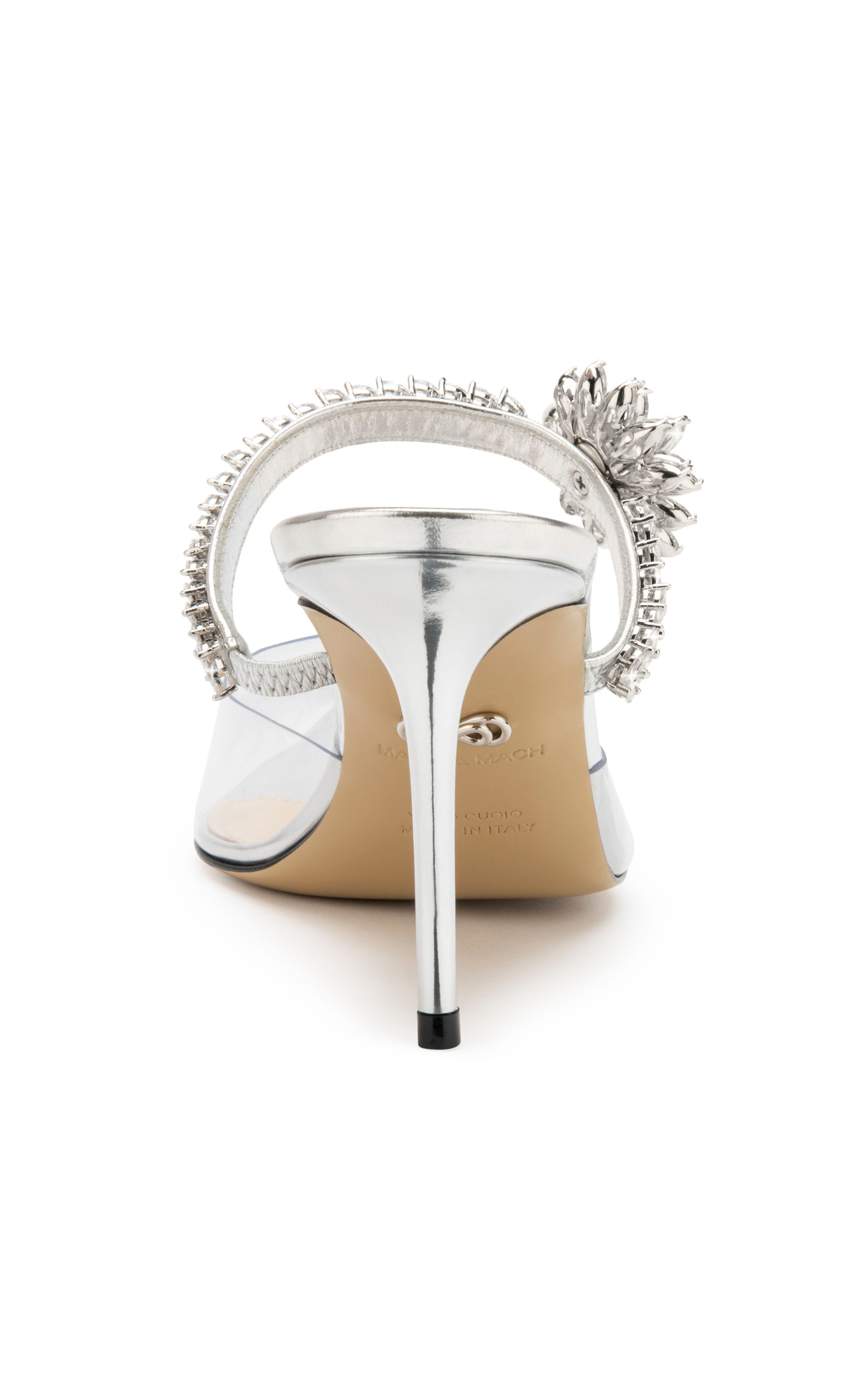 Flower 85 rhinestone mules - Silver