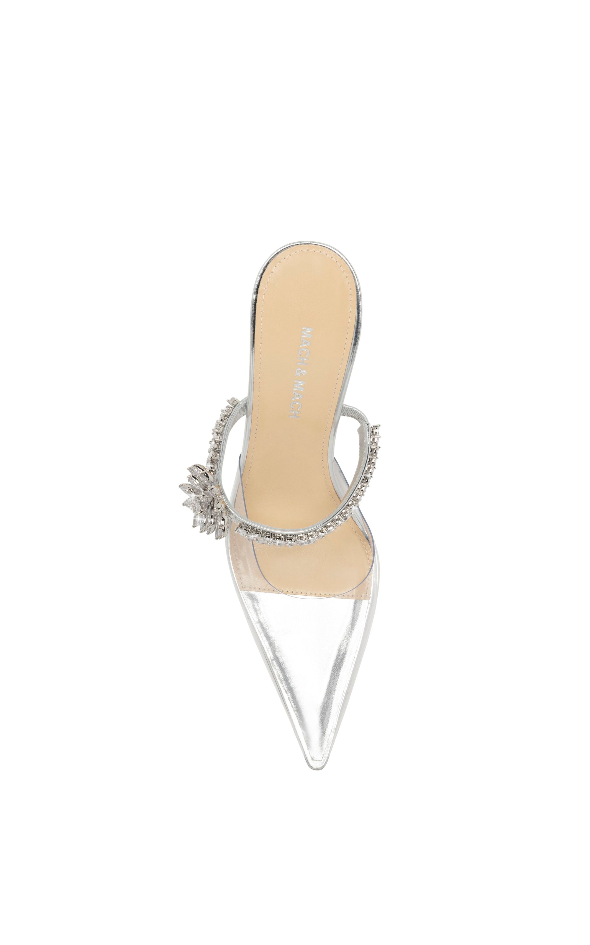Flower 85 rhinestone mules - Silver
