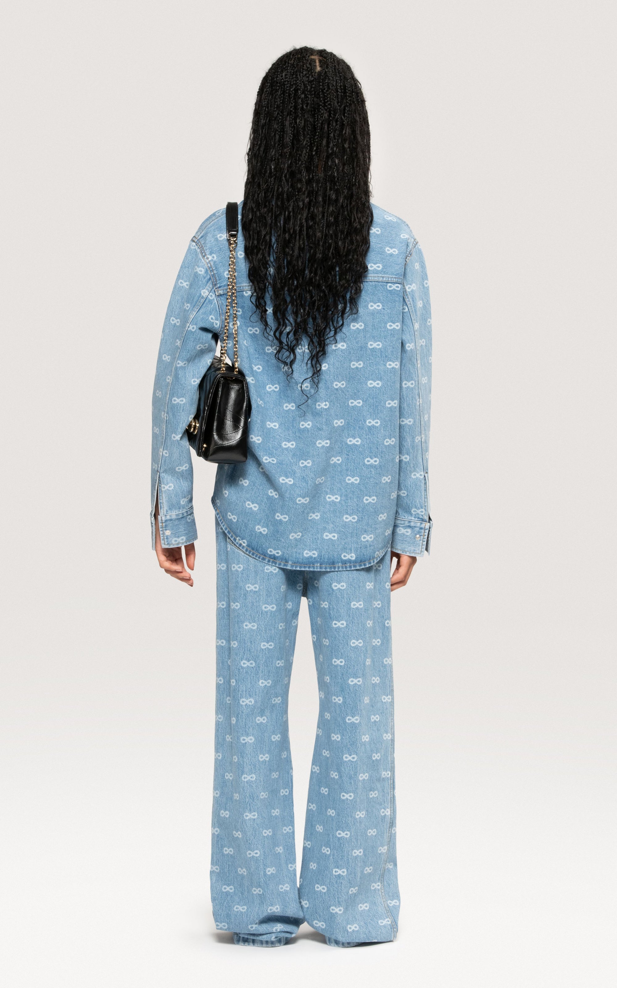 Bow monogrammed denim shirt - Blue