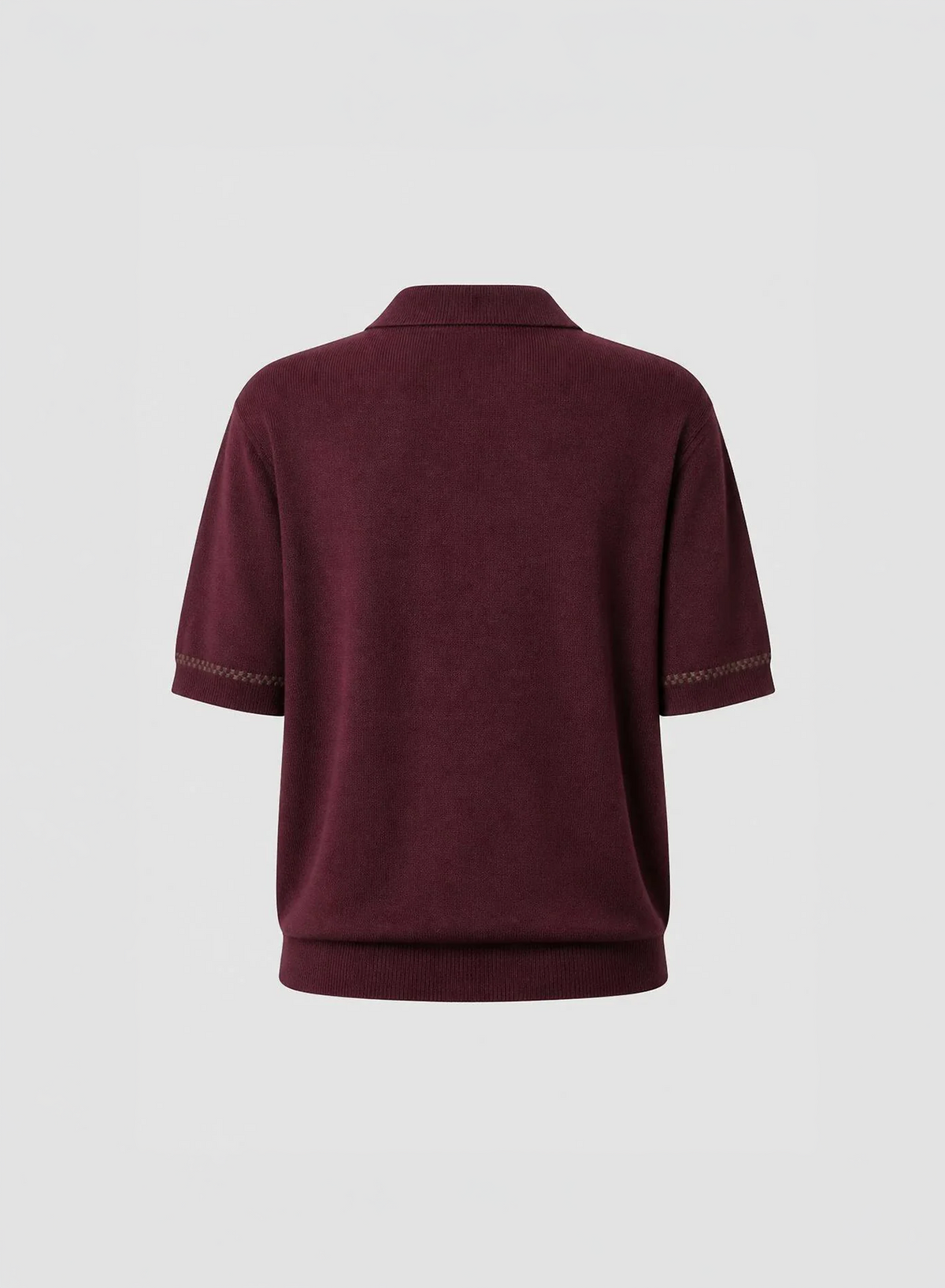 AMARANTH AND GREEN CUFF MICRO CHECK DETAIL SHORT SLEEVE POLO