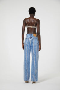 Jean effet marbré à cristaux - Blue