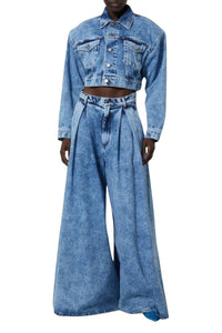 Pantalon maxi effet marbré - Blue
