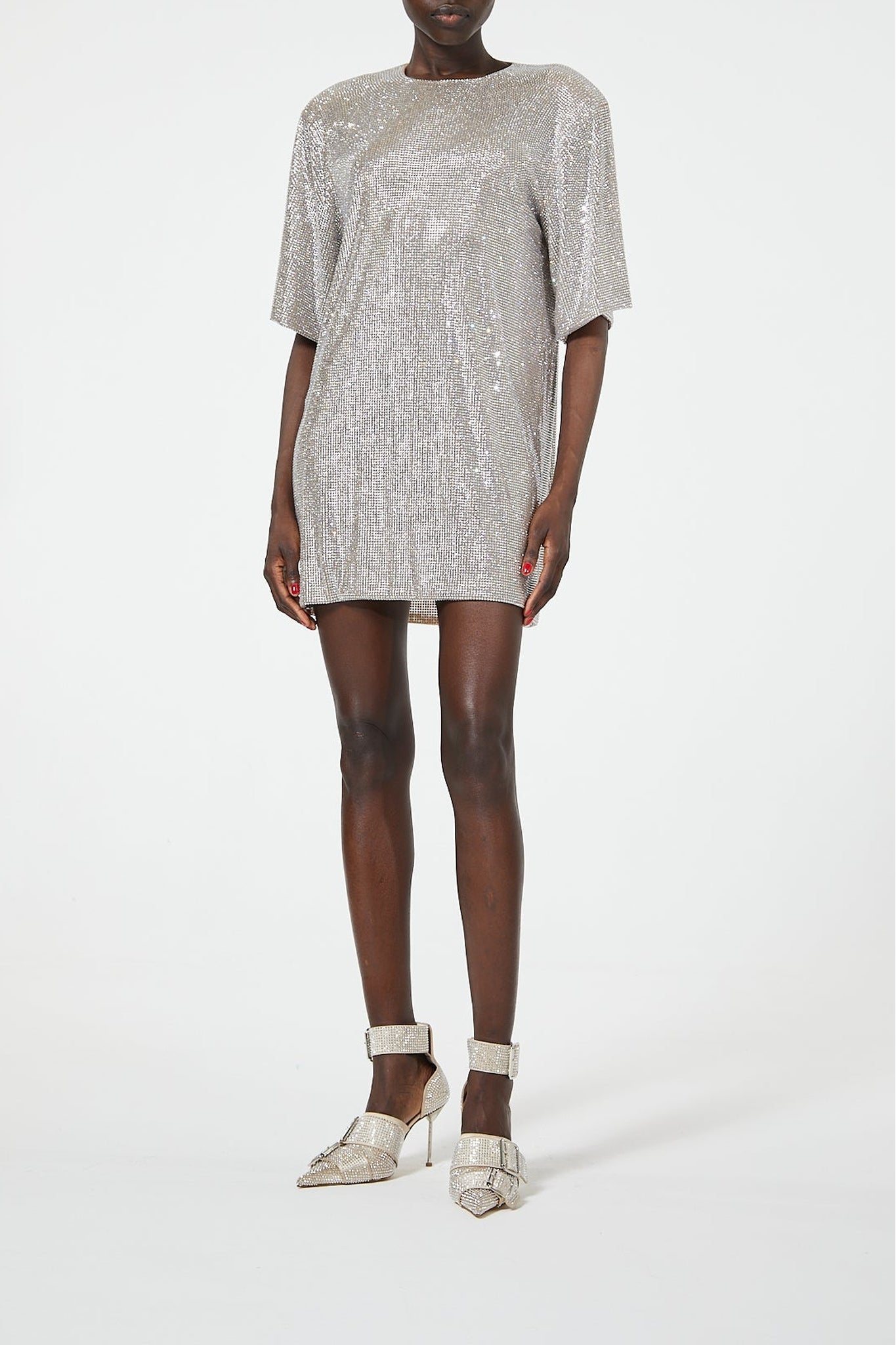 Robe T-shirt boxy ornée de strass - Crystal