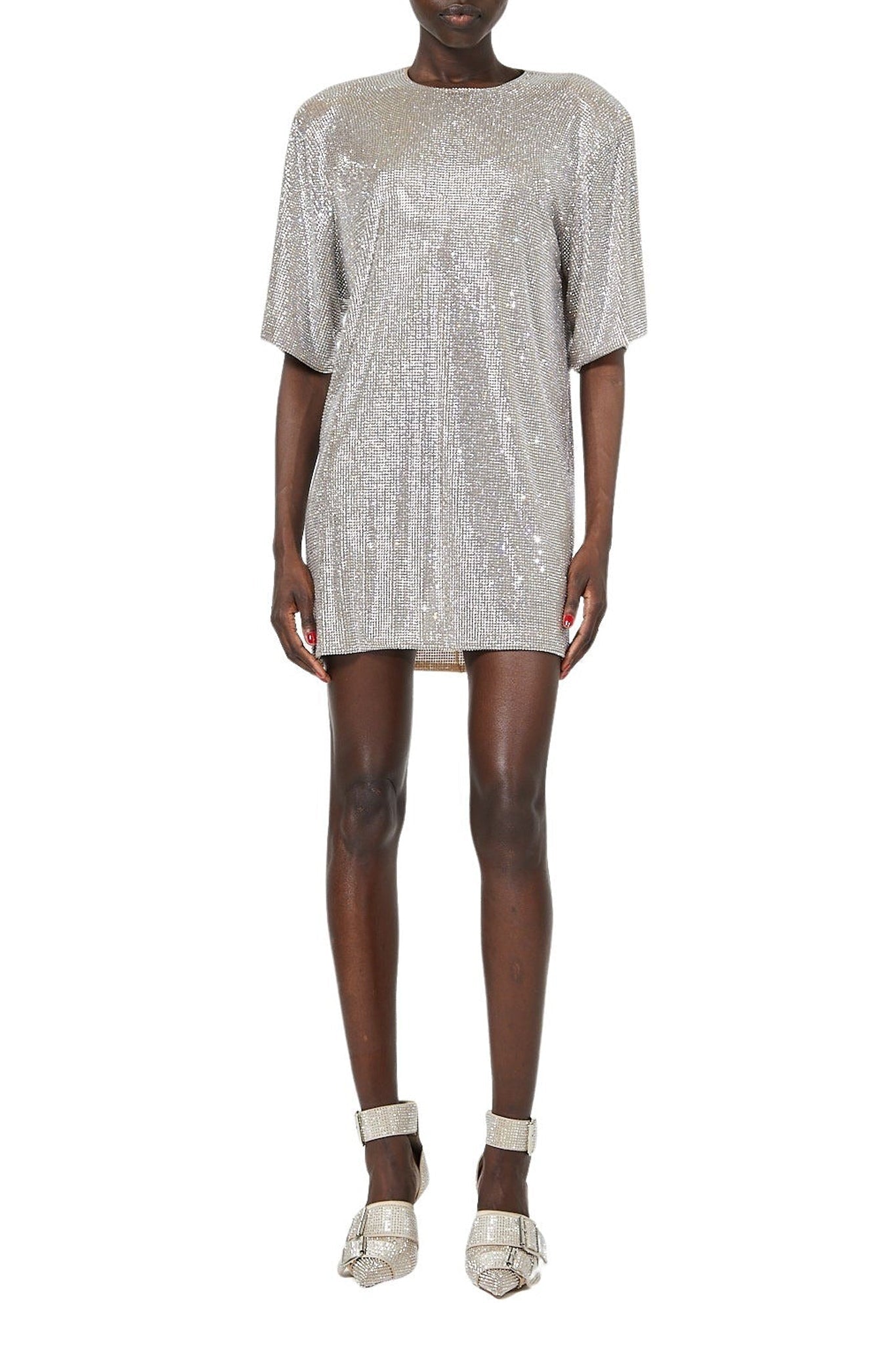 Robe T-shirt boxy ornée de strass - Crystal