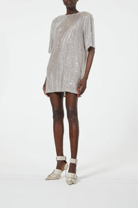 Robe T-shirt boxy ornée de strass - Crystal