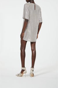 Robe T-shirt boxy ornée de strass - Crystal