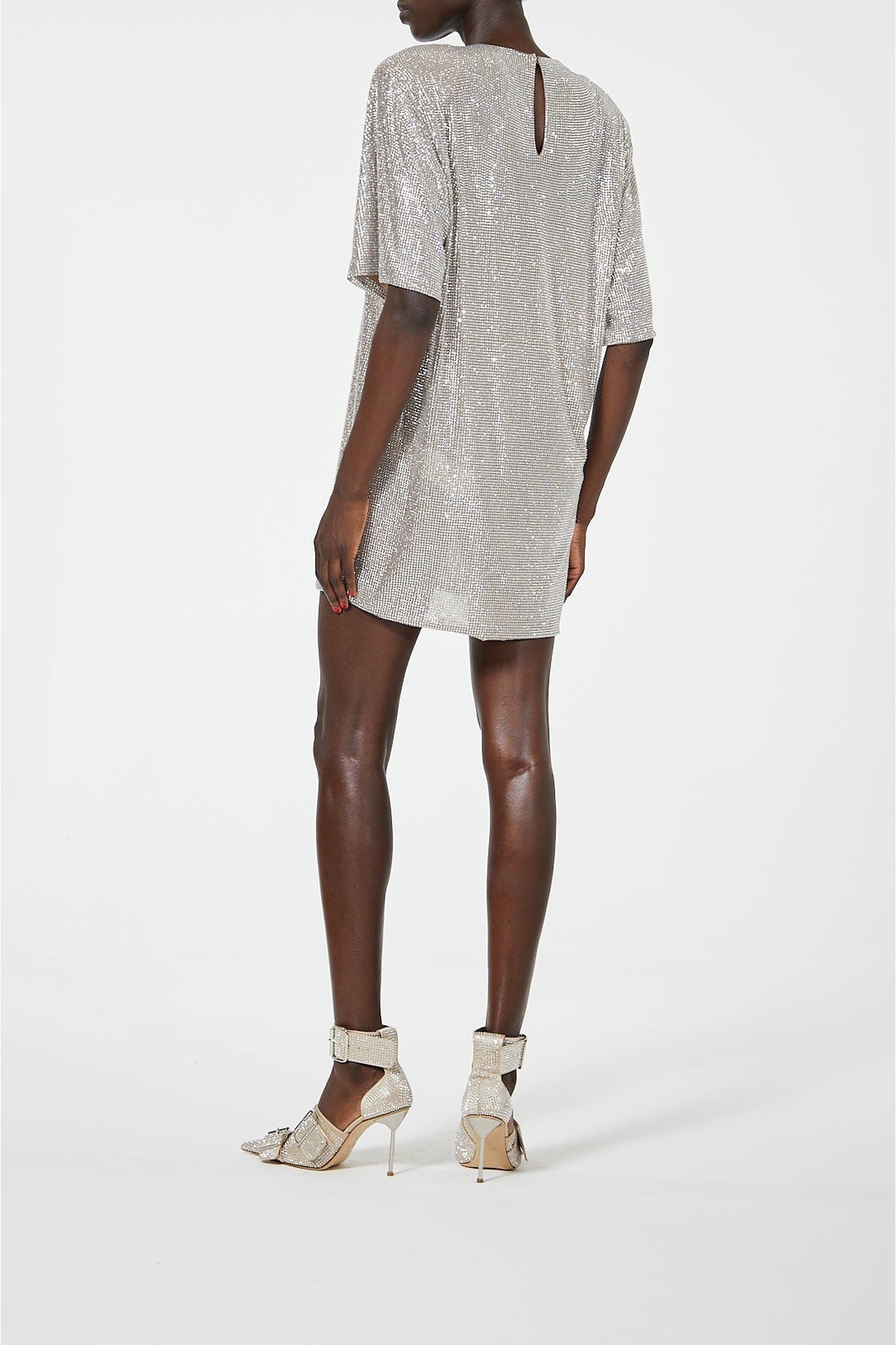 Robe T-shirt boxy ornée de strass - Crystal