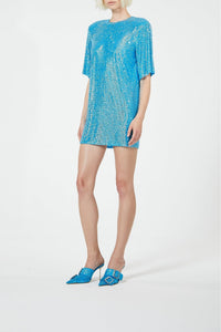 Robe T-shirt boxy ornée de strass - Blue