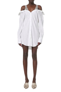 Robe chemise à épaules dénudées - White