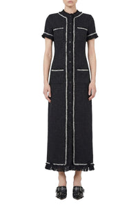 Robe longue à détails tressés en strass - Black