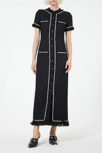 Robe longue à détails tressés en strass - Black