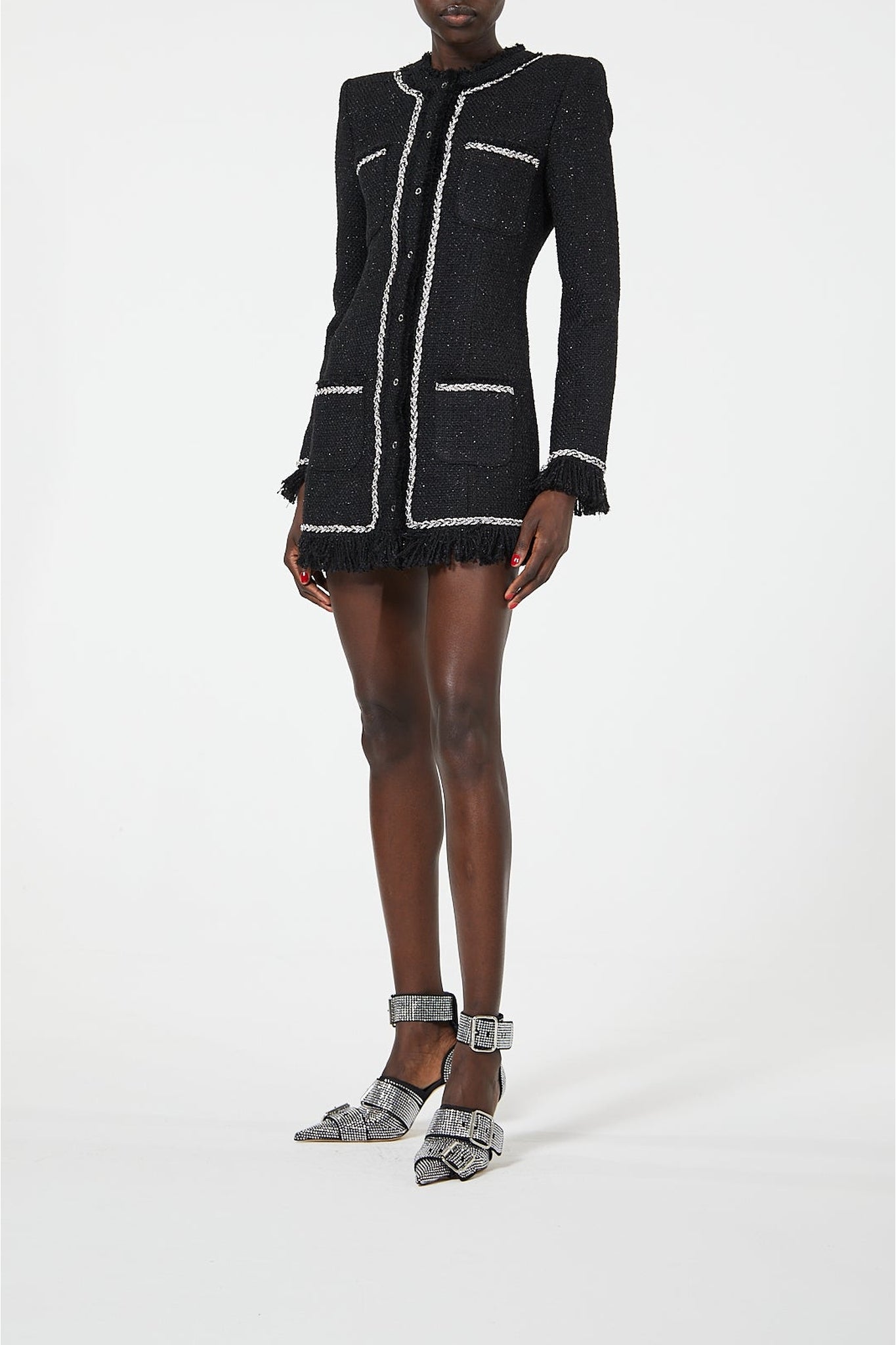 Robe blazer effet tweed - Black