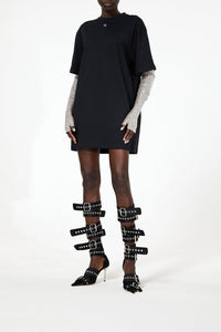 Robe manches longues effet t-shirt - Black