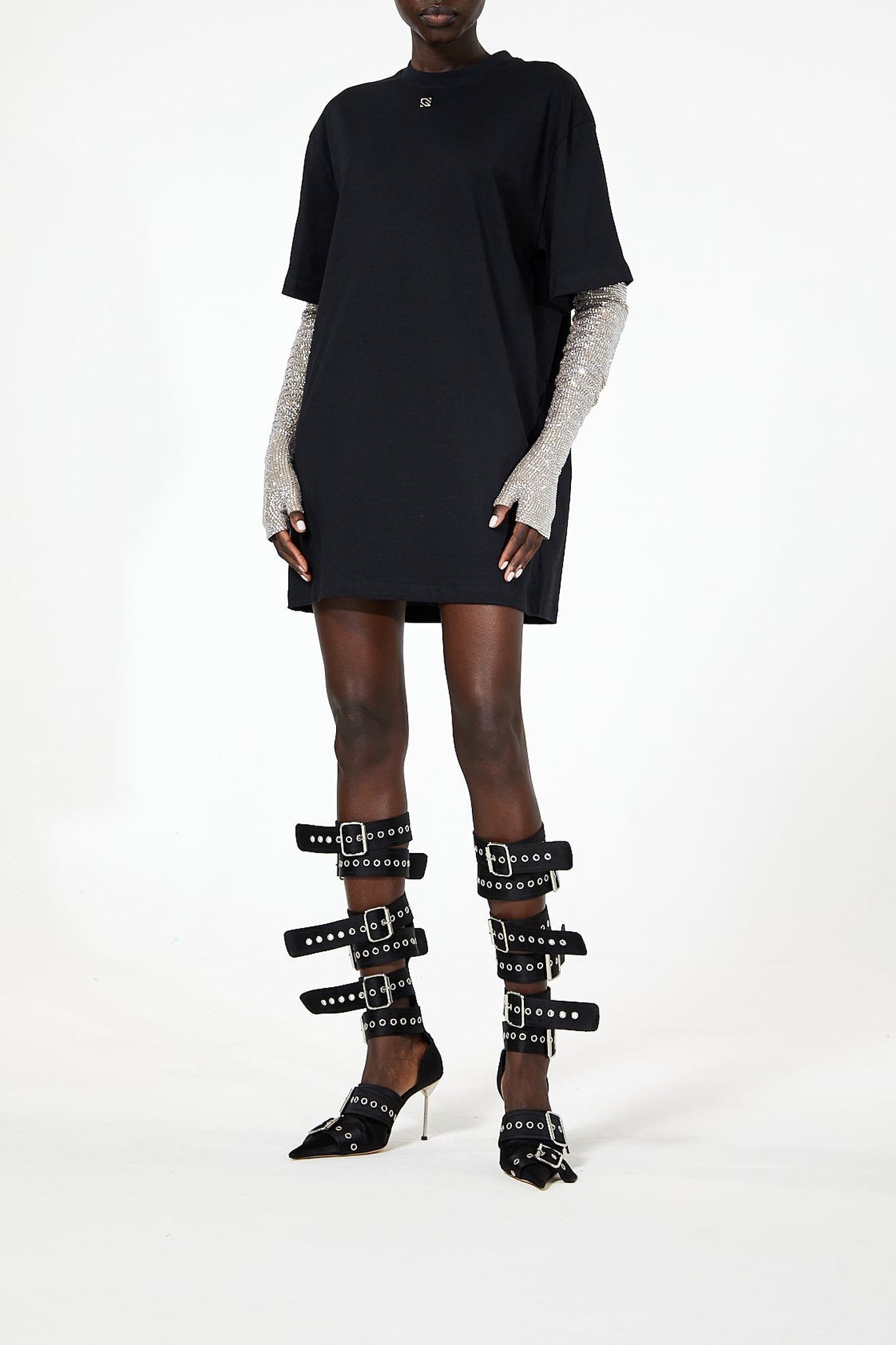Robe manches longues effet t-shirt - Black