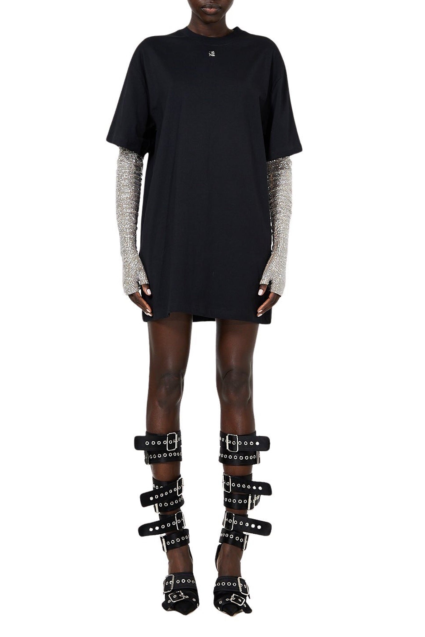Robe manches longues effet t-shirt - Black