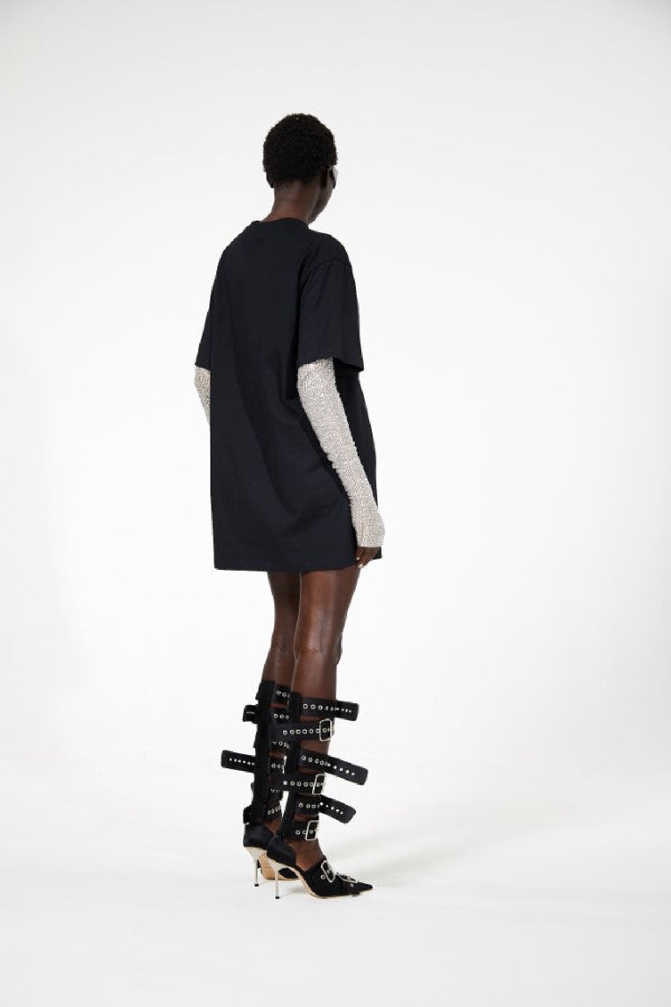 RECOLO GRIS /// Robe avec gants à strass - Gray