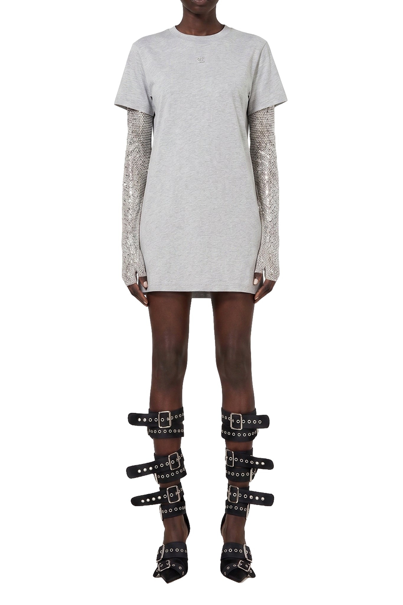 RECOLO GRIS /// Robe avec gants à strass - Gray