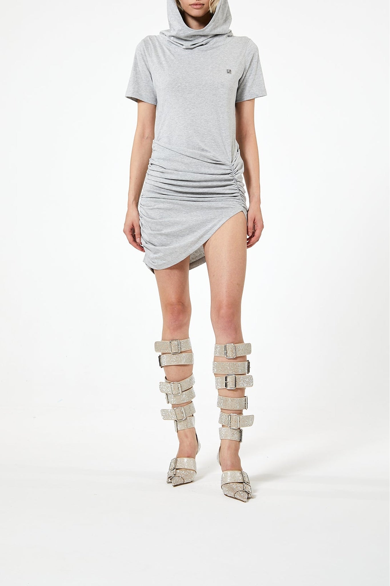 Robe T-shirt mini asymétrique - Grey
