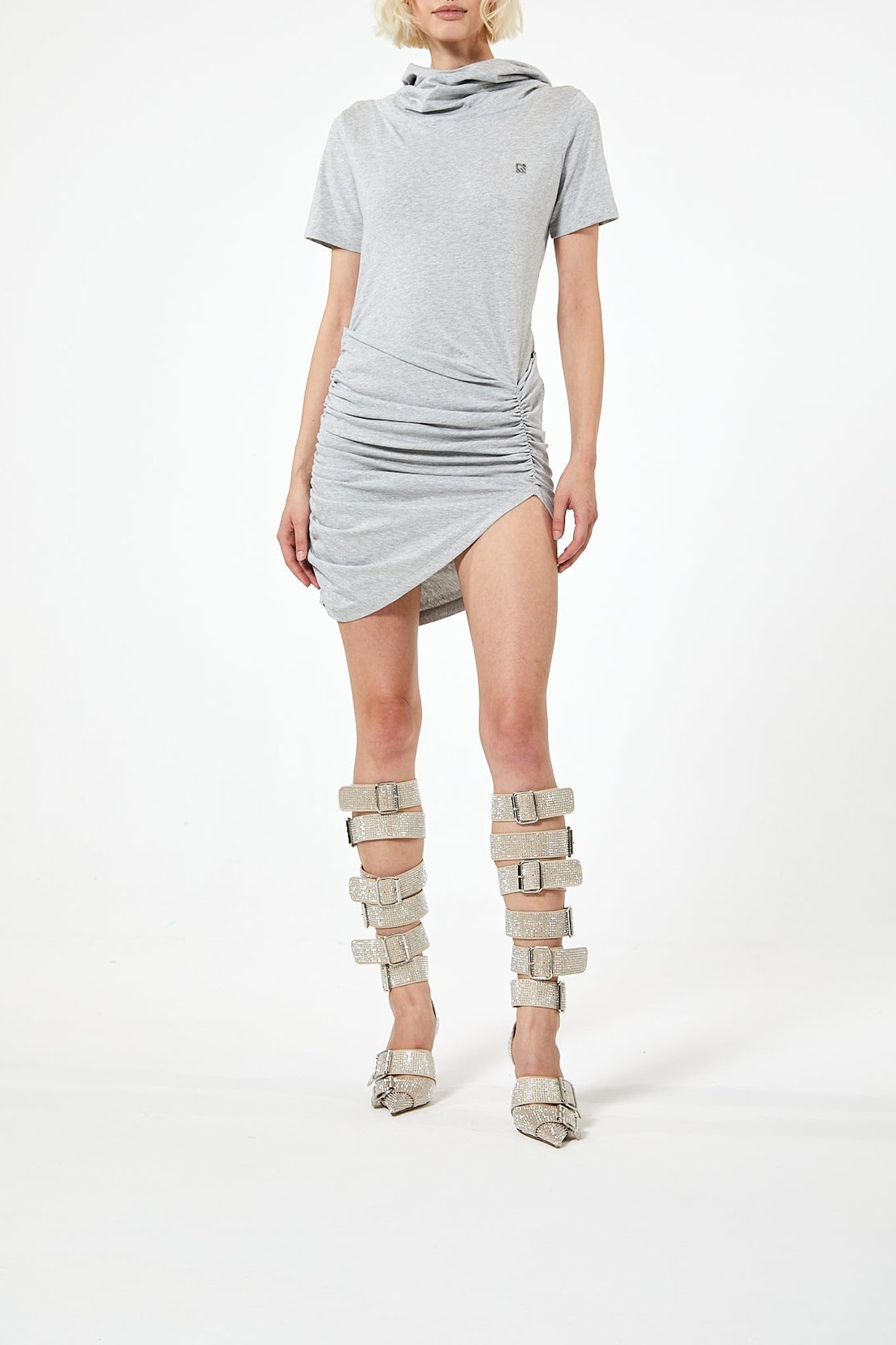 Robe T-shirt mini asymétrique - Grey