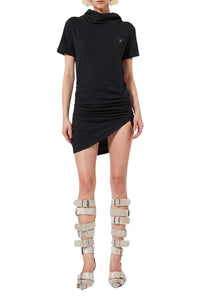 RECOLO BLACK /// Robe T-shirt mini asymétrique - Black