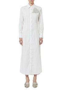 Robe chemise longue à broche cœur - Milk White