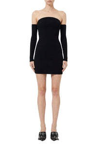Robe bustier à manches longues en maille côtelée - Black