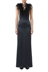 Robe longue à plumes - Black