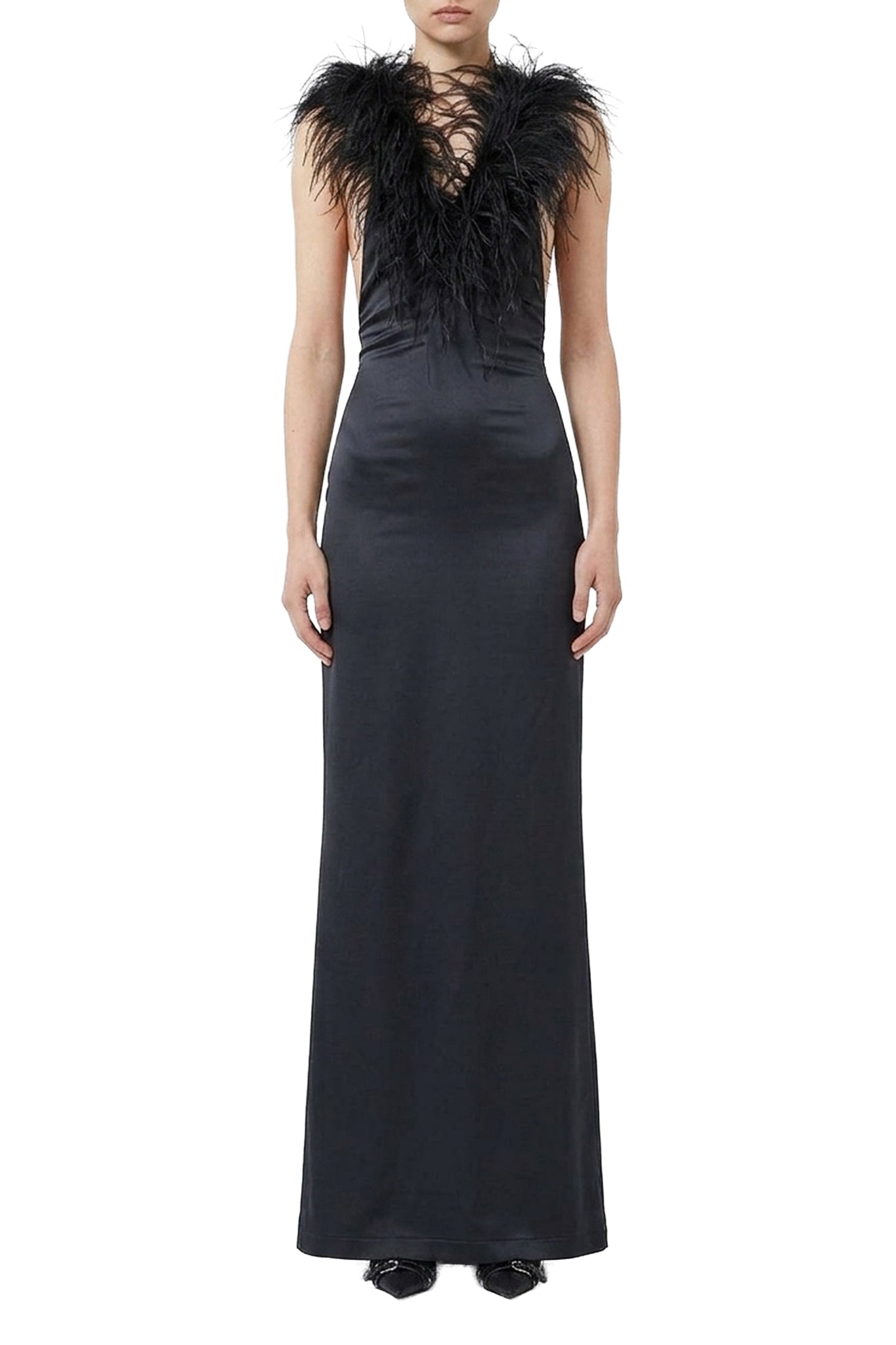 Robe longue à plumes - Black