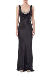 Robe longue en satin - Black