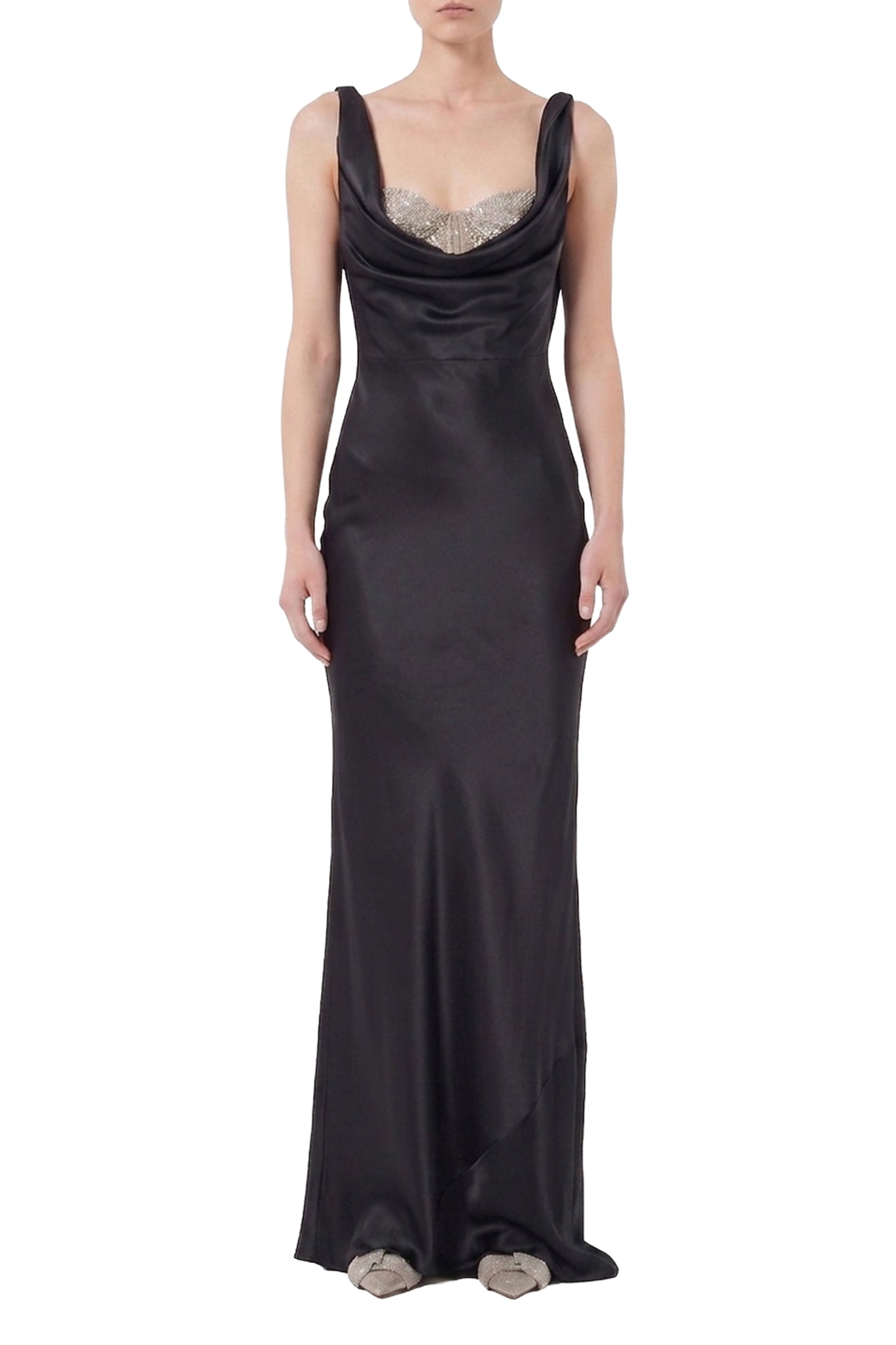 Robe longue en satin - Black