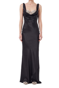 RECOLO BLACK /// Robe longue en satin - Black