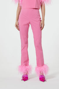 Pantalon droit à plumes - Pink