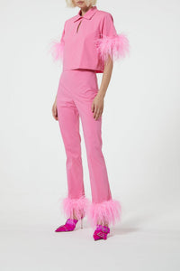 Pantalon droit à plumes - Pink