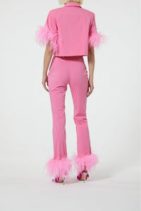 Pantalon droit à plumes - Pink