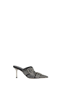 Mules à strass en soie mélangée - Black & Crystal