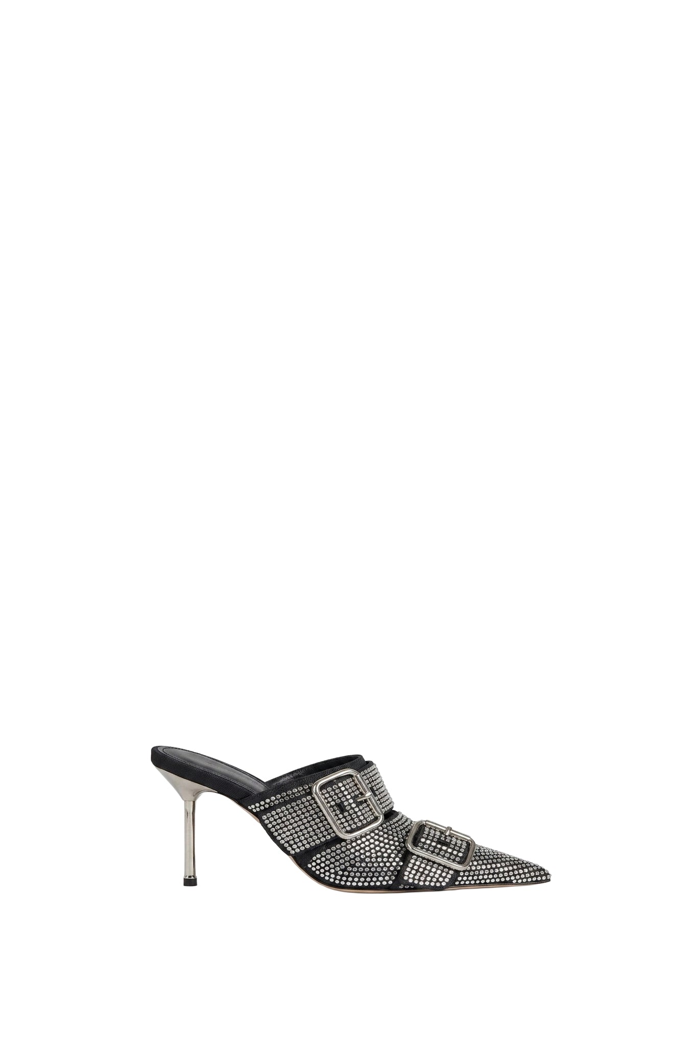 Mules à strass en soie mélangée - Black & Crystal