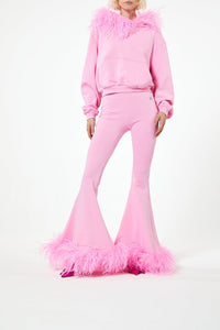 Sweat-shirt avec détails en plumes - Pink