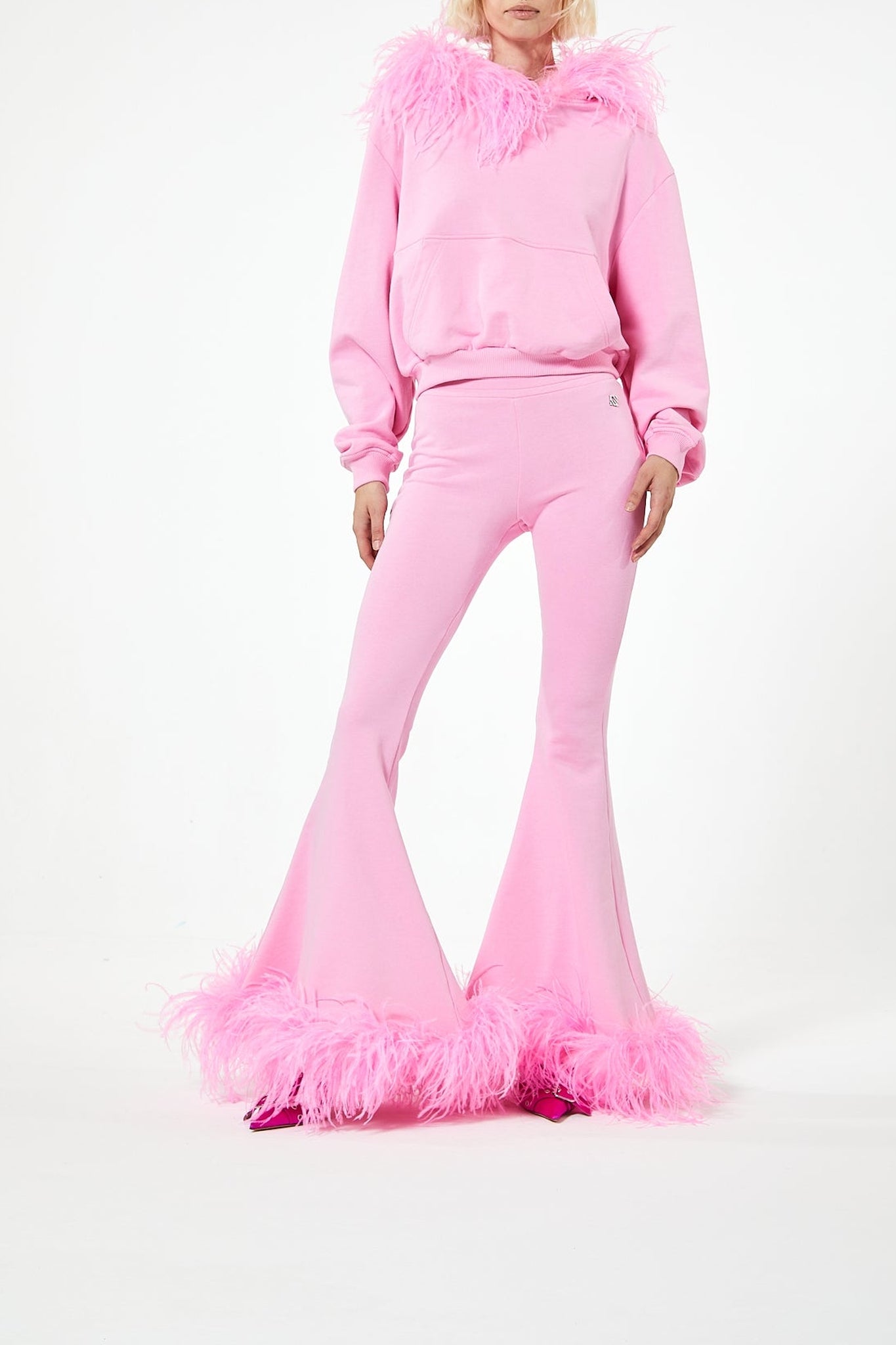 Sweat-shirt avec détails en plumes - Pink