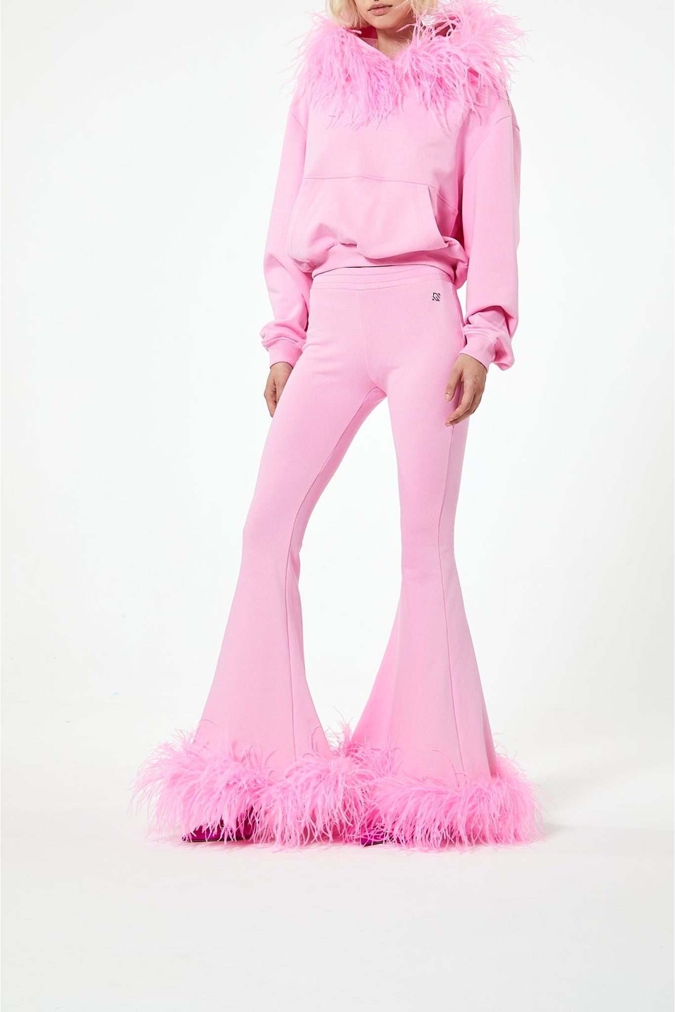 Sweat-shirt avec détails en plumes - Pink
