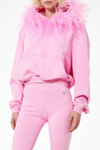 Sweat-shirt avec détails en plumes - Pink