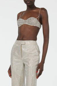Micro-rhinestone bra - Beige & Crystal