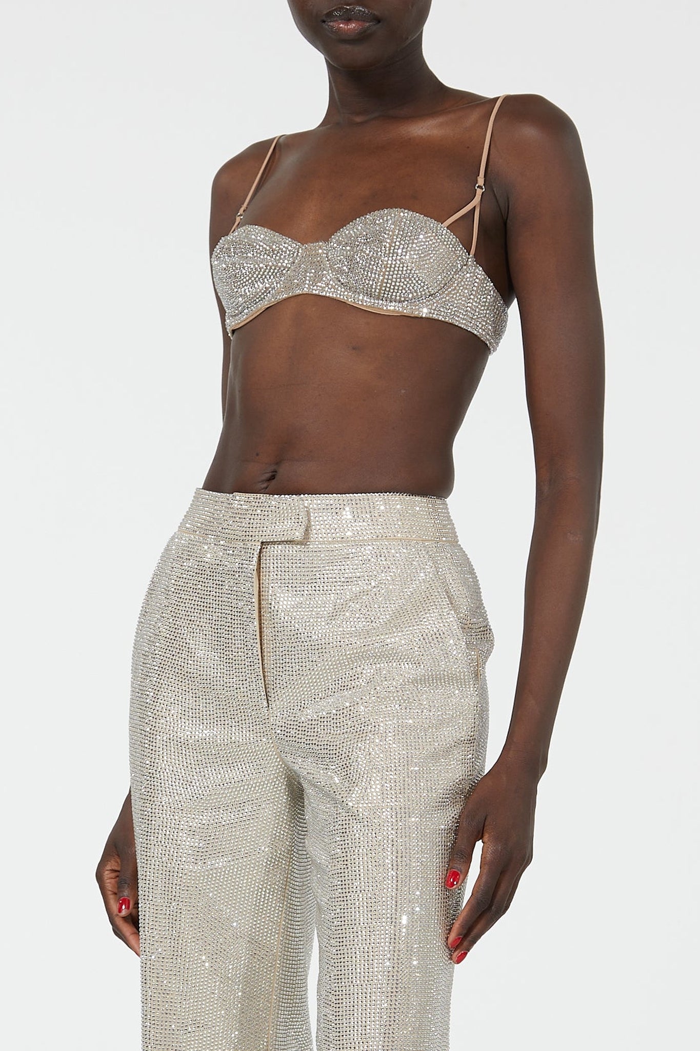 Micro-rhinestone bra - Beige & Crystal
