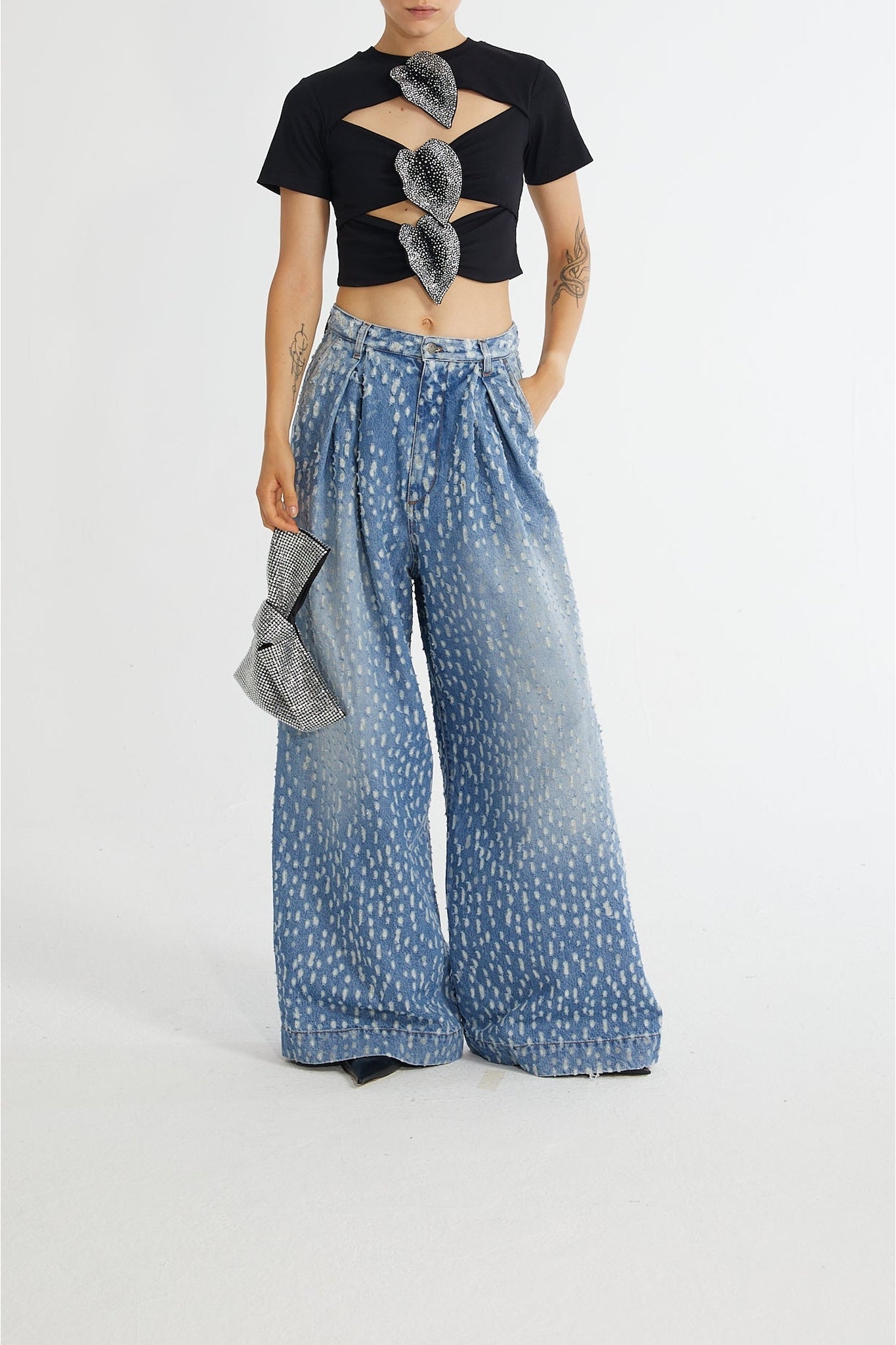 Jean oversize effet délavé - Blue