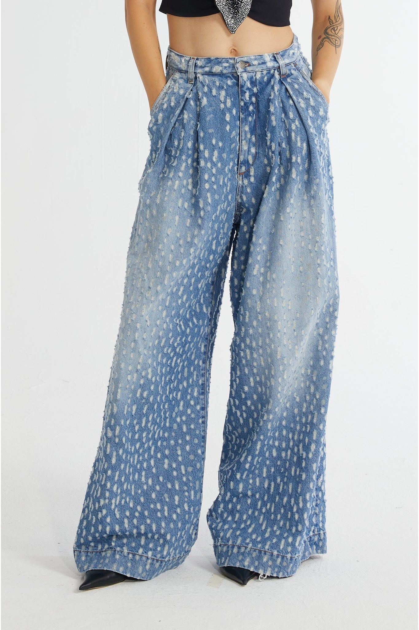 Jean oversize effet délavé - Blue